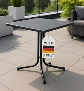 Gardissimo Boulevard Klapptisch Deep 80 x 80 cm, Gartentisch, wetterfest, platzsparend klappbar, mit Niveauausgleich, anthrazit Schiefer-Optik