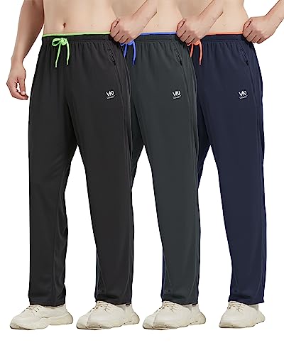 Men’s Athletic Pants with Zipper Pockets Open Bottom Lightweight Sweatpants, for Workout, Running, Gym, Training 6