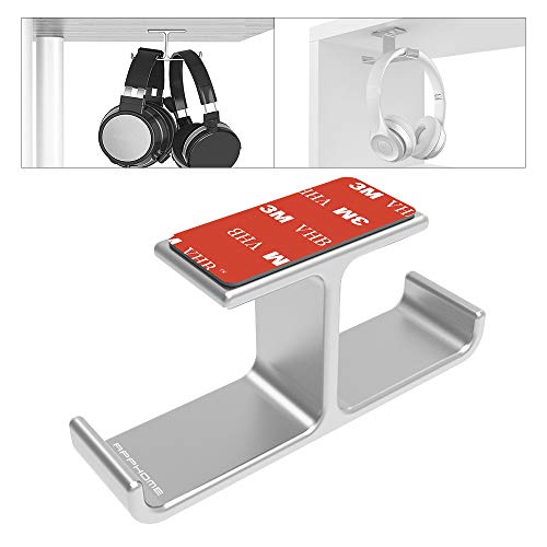 APPHOME Headset Holder with Aluminum Adhesive Under Desk Headphone Stand for All Headphones