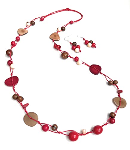 Collar tagua original y pendientes set de joyeria para regalar