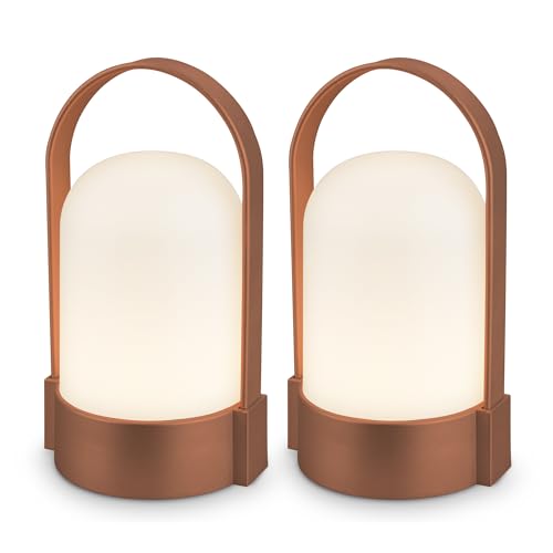 BRILONER - Lot de 2 lampes de table LED sans fil avec commande tactile, intensité réglable par paliers, batterie remplaçable, lampe de chevet, salon,...
