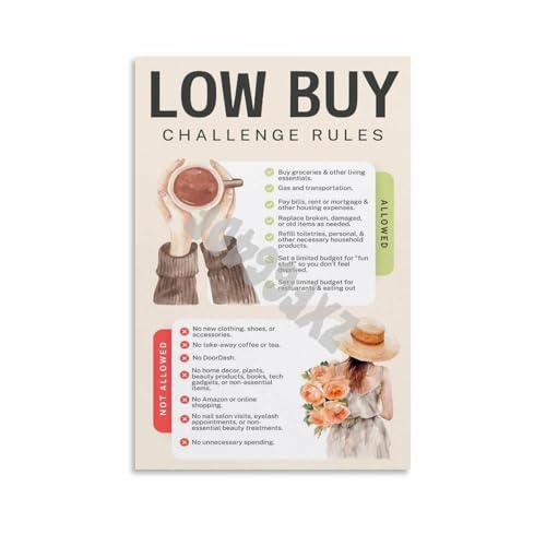 Low Buy Challenge Rules Poster Saving Money And Intentional Spending