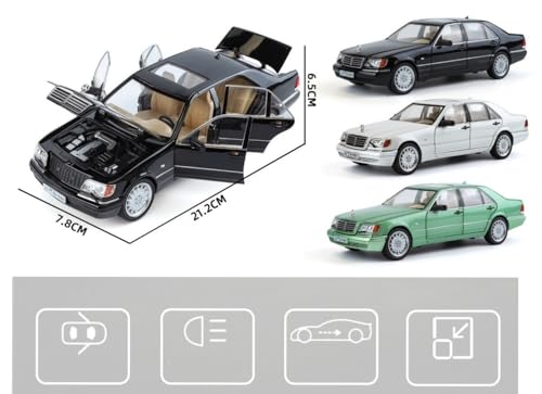 Image of Merceedes Benz W140 Model Car with Box, Zinc Alloy Pull Back Toy car with Sound and Light for Kids Boy Girl Gift [Colors as Per Stock] (Merceedes Benz W140)