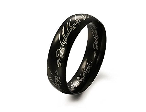 Yellow Chimes Lord of The Rings Genuine Stainless Steel Black Ring for Men and Boys