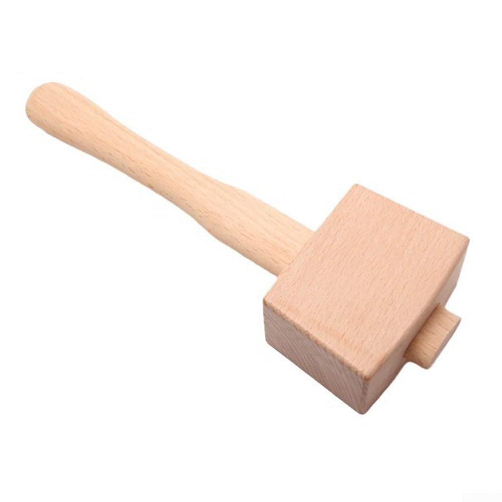 Beech Wood Woodworking Mallet with Leather Grip, Hand Tool for Chisels and Furniture Assembly, Precision Balanced Hammer for Carpentry, Carving, Plastic and Rubber Parts, Approx 250x8