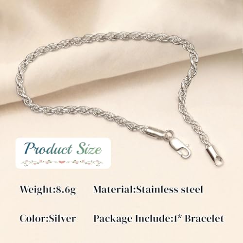 Pulsera para hombre de acero inoxidable plateada 22 cm miniatura 2