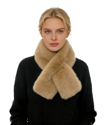 Lina & Lily Écharpe à Col en Fausse Fourrure pour Femme Hiver (Kaki)
