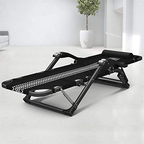 Chaise Longue Pliante Noire et Transat de Jardin Inclinable Multi-Positions
