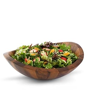 Arthur Court Acacia Wood Salad Serving Bowl for Fruits or Salads – Modern Centerpiece Bowl 11 Inch Diameter 4 inch Tall – Mid Century