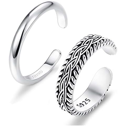 FUNRUN JEWELRY Adjustable Sterling Silver Toe Rings Cover