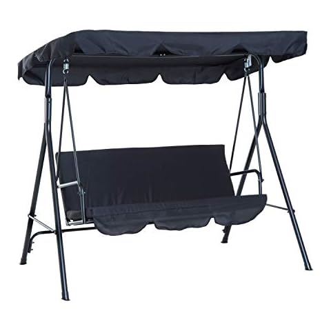Outsunny Columpio de Jardín de Metal con Parasol Balancín de 3 Asientos Cover