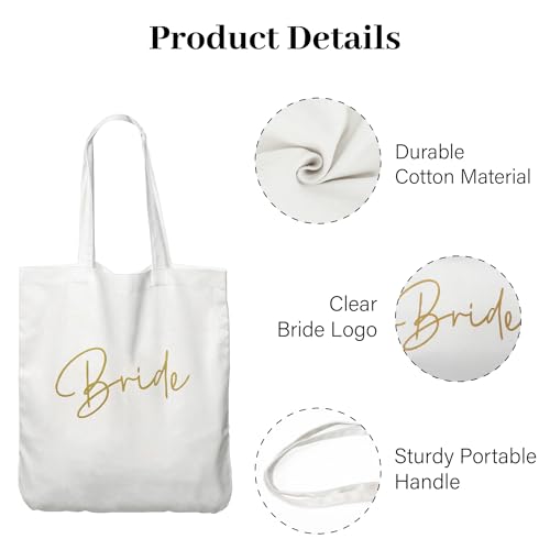 Image of LADY & HOME 6pcs Bachelorette Party Tote Bag, Bride Bridesmaid Cotton Tote Bag for Wedding Gifts