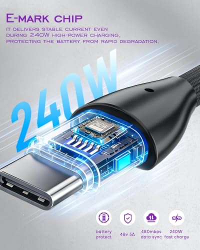 Image of USB C Short Charging Data Cable Lanyard Anti-Drop Wrist Strap Keychain PD 240W 5A Fast Charging Phone Wrist Strap (30cm) Type C Charging Cord Braided 480mbps Data Transfer