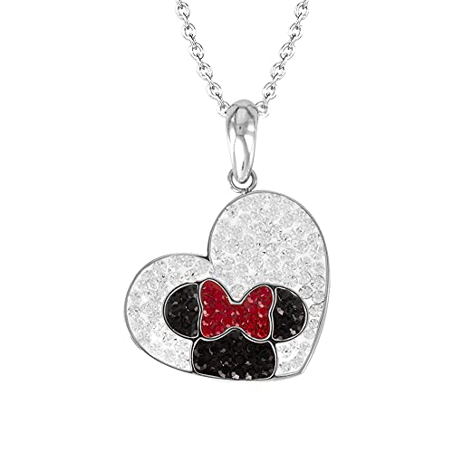 Disney Minnie Mouse Stainless Steel Crystal Heart Necklace, Official License