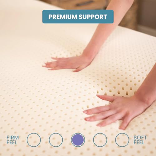 Image of UrbanBed Latex Mattress Topper King Size 78x72 | 2 Inch Thick | PinCore Holes for Air Flow | Mattress Topper for Back Pain | Soft & Bouncy Mattress Pad | UltraFresh Premium Cover | 5 Years Warranty