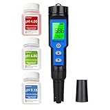 Homcoice PH Messgerät 4 in 1, TDS EC Temperatur Meter mit 0,01pH laborpräzision, automatische temperaturkompensation, Wasserqualitätsprüfer IP67 wasserdicht für Pools, Trinkwasser, Aquarien, Hydrokult