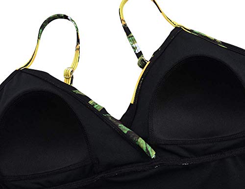 Image of Hilor Women's Tankini Tops Shirred Ruffled Swimsuits V Neck Swimwear Top