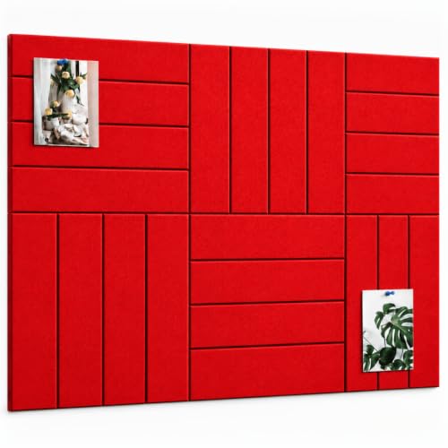 Image of Quiet Canvas Parallel Pinboard, 1x1 ft, Pack of 6, 50 PushPins, (Red)
