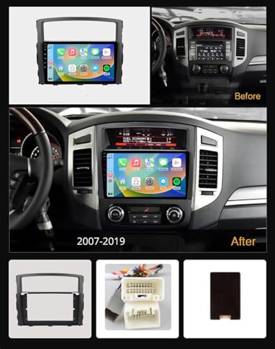 Autoradio Android 9 pouces à 8 cœurs pour Mitsubishi Pajero 4 avec caméra