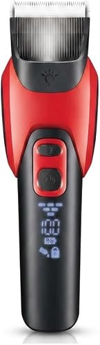 Professional Cordless Pet Grooming Clipper V-208 – Rechargeable Low-Noise Dog & Cat Hair Trimmer (Red)