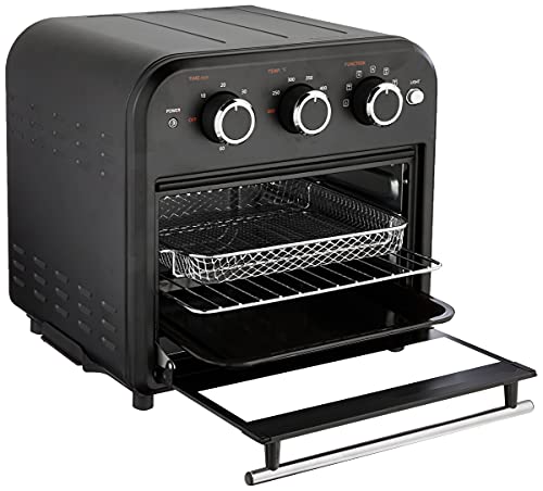 Image of COMFEE' Retro Air Fryer Toaster Oven, 7-in-1, 1250W, 14QT Capacity, 4 Slice, Fry, Bake, Broil, Toast, Warm, Convection Black, Perfect for Countertop (CO-A101A(BK))