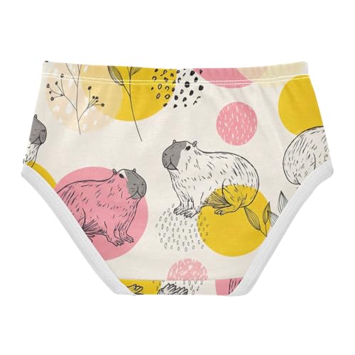 Girls Underwear Toddler 2t Cotton Cute Panties Girl Personalized Kids Undies Briefs Pink Yellow Capybaras Beige2