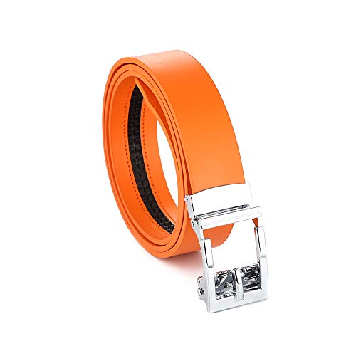 Gelante Genuine Leather Ratchet Dress Belt With Automatic Sliding Buckle - Minimalistic Style-Trim to Fit