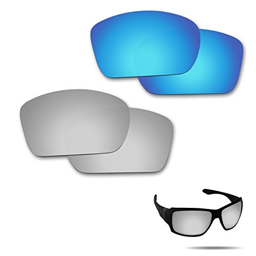 Fiskr Polarized Lenses Replacement for Oakley Big Taco(OO9173) Sunglasses with Anti-Scratch&Anti-Saltwater&Anti-dust Coating(Ice Blue & Metallic Silver)