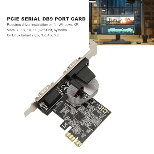 Scheda Porta Seriale PCI Express DB9 a 2 Porte per XP, Vista,7, 8.x, 10, 11 32/64bit per Linux, Scheda di Espansione Seriale PCIe Scheda Controller Host Seriale PCIe