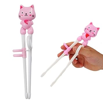Bowiemall Learning Chopsticks Training Kid Chopsticks Helper for Beginner Kids Adults (Pink)