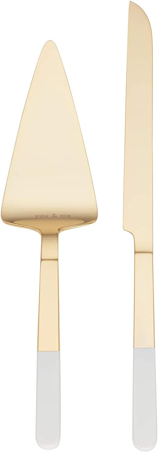 Kate Spade Bridal Personalized With Love Gold Cake Wedding Cake Cutting Set, Custom Engraved Wedding Cake Knife and Server Set, Accessories and Gifts for Bride and Groom