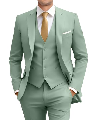 Image of Men's Slim Fit 3 Piece Suit Set with Tie