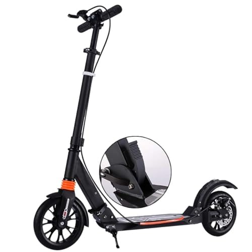 Scooter Adulte Support de Scooter de Trajet en Aluminium 100 kg, Scooter Pliant Non électrique avec Frein à Disque, Guidon réglable