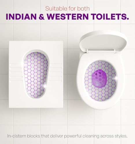 Image of Pack of 20 Lavender Toilet Cleaner Blocks Pack of 20| Drop-In Toilet Tank Tablets | Purple Water Effect, Fights Stains, Whitens Bowl | Long Lasting Cleaning Action (Lavenderrr 20 Tablettss)