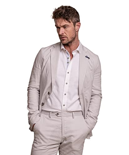 Summer Spring Stone Beige Linen Men’s Suit Wedding Slim Fit Jacket and Pants Sold Separately