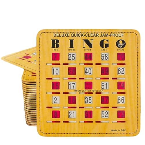 Opiniones y reviews de Bingo madera para comprar hoy. 33 MR CHIPS - Tarjetas de bingo de lujo con ventanas correderas, a prueba de atascos, 25 unidades en estilo madera