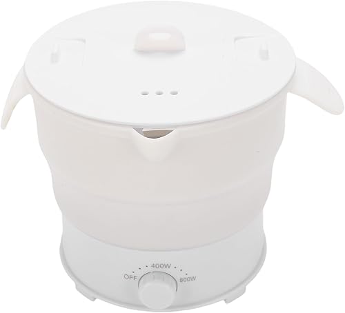 Diydeg Cocina eléctrica, 800 W, 1.2 L, plegable, mini olla de ramen con estante de vapor, olla portátil de silicona segura, olla rápida para fideos