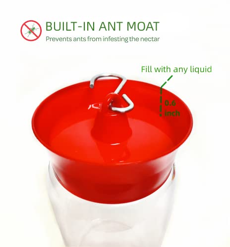 Hummingbird Feeder 20 Oz Plastic Hummingbird Feeders for Outdoors Hanging Humming Bird Feeders for Outside with 6 Feeding Port Bird Water Feeder Backyard Feeder with Ant Moat - Thumbnail 3