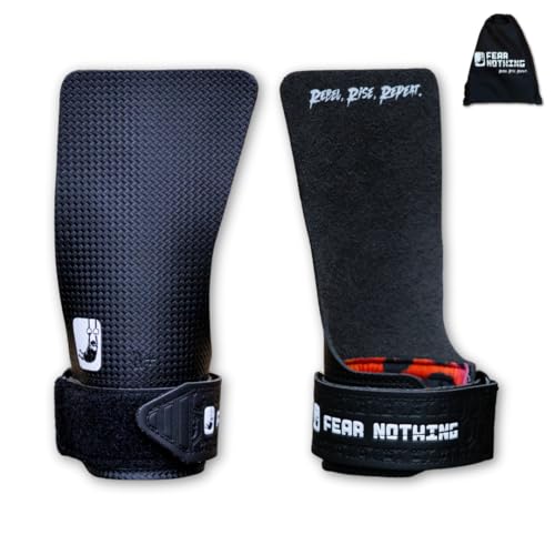 FEAR NOTHING Grips für Functional Training WODs, Handschuhe für Gewichtheben, Gymnastik Handschutz, Handschuhe für Klimmzüge, Pullup Handschuhe, Grips Männer und Frauen.