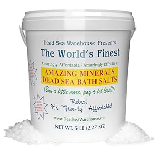 Dead Sea Warehouse-Amazing Minerals Dead Sea Bath Salts,100% Full Mineral Therapeutic Bath Salts, Detoxifying & Moisturizing, Exfoliating for Dry Skin, Unscented(5 lbs)