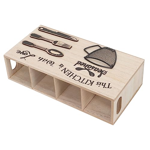 OFFSCH Caja De Cubiertos Cocinando Utensilio Encimera De Oficina Hornada Organizador De Cocina De Almacenamiento Organización Vajilla Porta Cubiertos Para Fiesta Contenedores De Madera