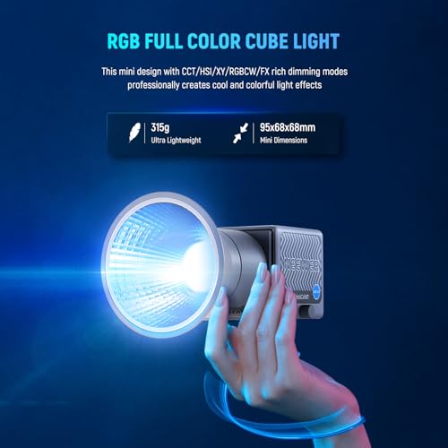 Image of NEEWER HS60C Pro 60W Portable RGB LED Video Light, APP DMX /Panel Control /Custom Effects /Light Group 8700Lx /1m 2700-6500K CRI97+ COB Continuous Output Lighting for Video Recording Studio Photography