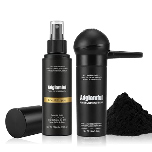 Adglamful Hair Building Fibers Kit for Thinning Hair, Hair Thickening Fiber & Setting Mist for...
