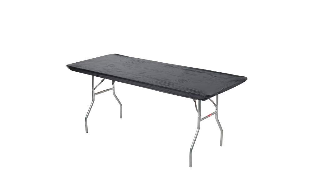 Kwik-Covers8' Rectangle Plastic Table Covers 30" x 96", Bundle of 5 Black