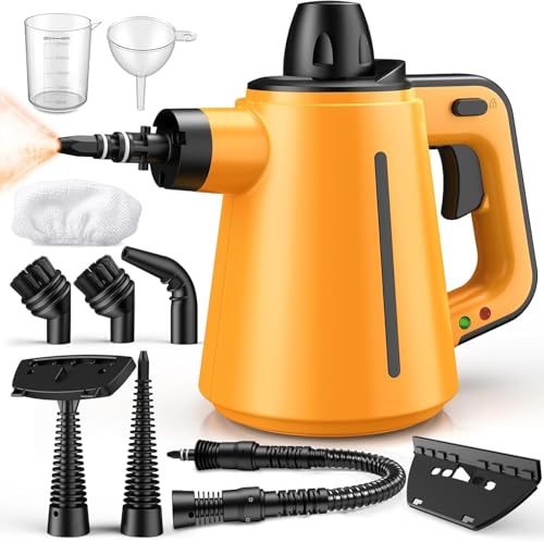 Vaporeta Limpieza Hogar con 10 Accesorios, 3,5 bar de Presión de Vapor 380 ml, para Eliminar la Suciedad Limpiador Vapor 1050 W Vaporeta de Mano para Limpiar Suelos, Muebles Tapizados y Coches