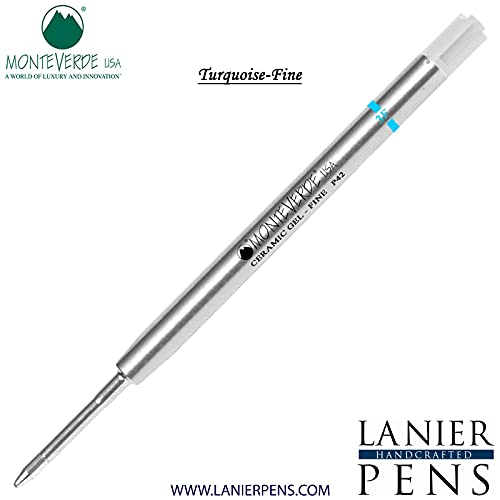 Monteverde P42 Ceramic Gel Ink Refills - 5 Pack Turquoise Fine Tip For Parker Style Pens