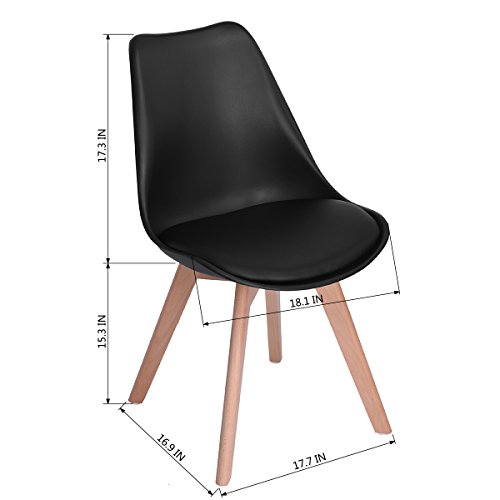 HomyCasa Dining Chairs Sets Dining Eiffel DSW Style Chair Room Side Chair Plastic Chair with Wooden Legs (Black Chair, Set of 4) by Homy Casa - Used condition - Image 4