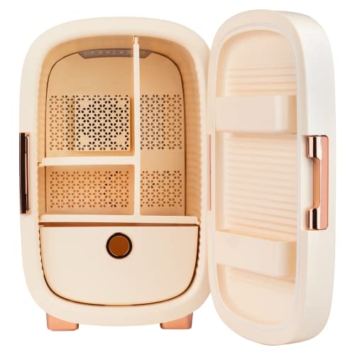 Image of Cooluli Beauty 12L Skincare Fridge - for Makeup, Cosmetic & Facial Skin Care Products - for Women & Teen Girls - Pearl White Mini Fridge for Bedroom & Bathroom Vanity - Interior LED Lights