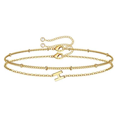 M MOOHAM Gold Initial Bracelet, Chain Bracelet for Women, Girls Jewelry Gifts Letter H Cover