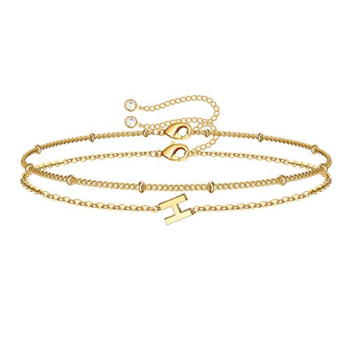 Dainty Gold Initial Bracelets for Women, Gold Bracelets Initial Bracelets for Women Teen Girls Jewelry Chain Bracelets for Girls Little Girls Jewelry Gifts Letter H
